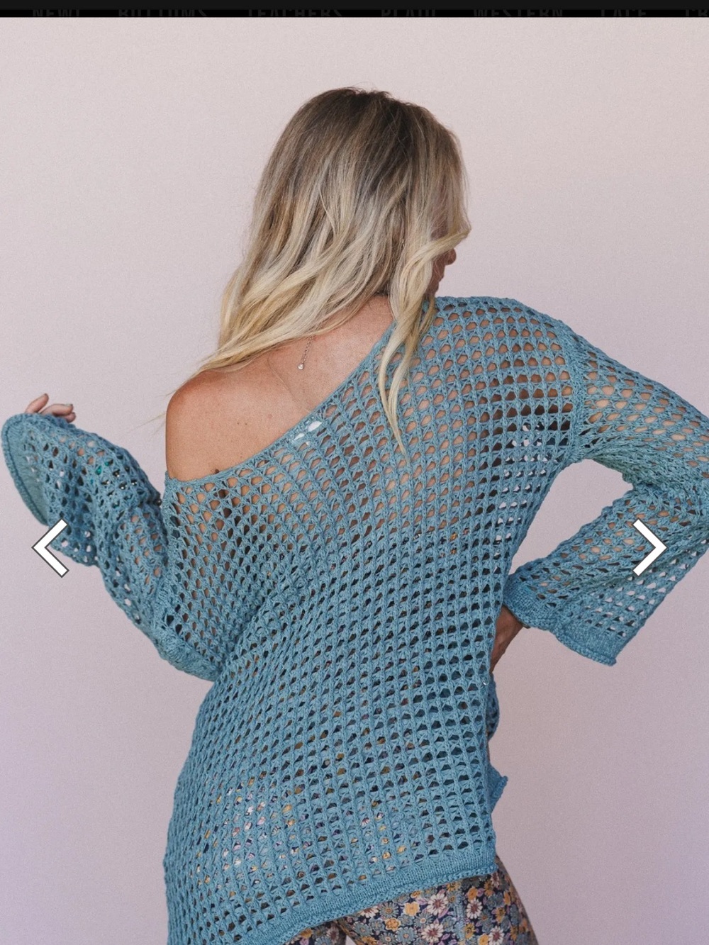 Three Bird Nest Oceana Crochet Open Knit Sweater Top